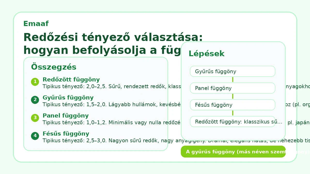 Redőzési tényező választása: hogyan befolyásolja a függöny megjelenését?