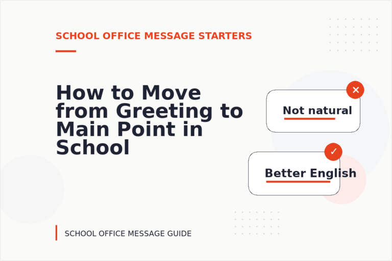 How to Move from Greeting to Main Point in School Office Message English How to Move from Greeting to Main Point in School Office Message English